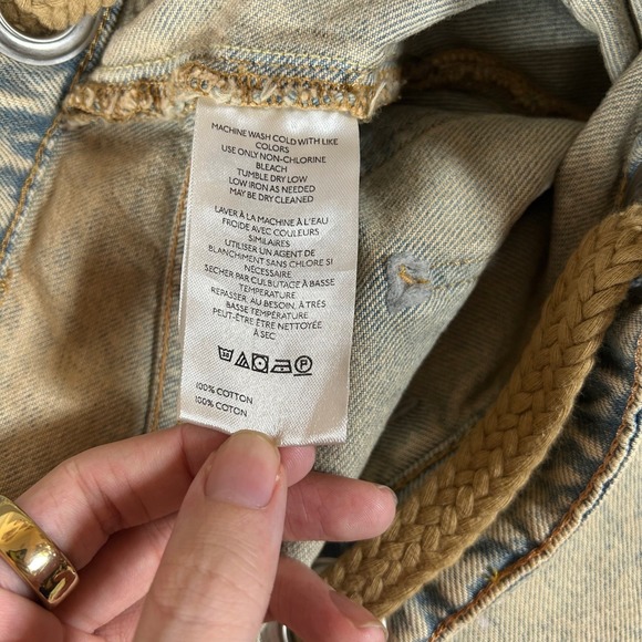 We The Free Moxie Low Slung Pull On Barrel Jeans Tan Acid Wash 31 Fits 37x25 Y2K - Picture 3 of 8